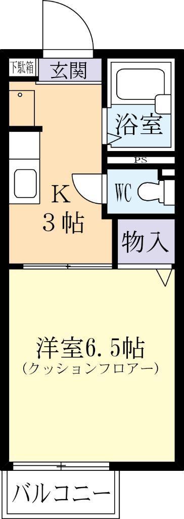 レイクハイツIV(1K/2階)の間取り写真