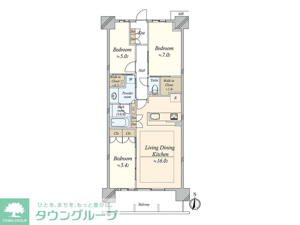 パークホームズLALA名古屋みなとアクルスシーズンズ(3LDK/7階)の間取り写真