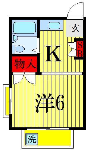 ユキミハウスII(1K/1階)の間取り写真