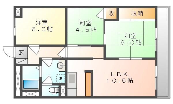 サンハイツ奥田(3LDK/2階)の間取り写真