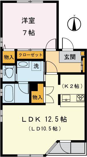 セレス代沢(1LDK/2階)の間取り写真