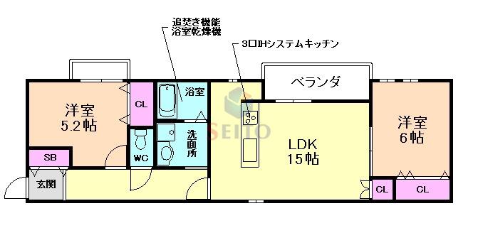 PRINTEMPS II(2LDK/1階)の間取り写真