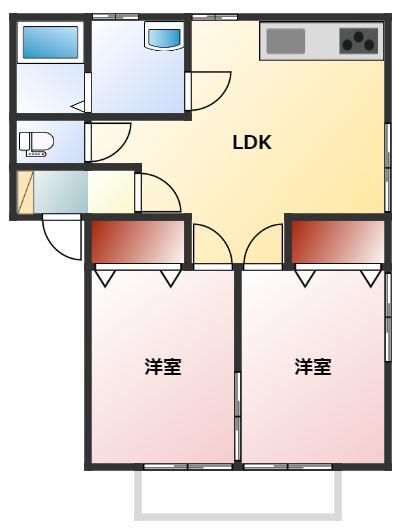 アクティブシティ南栄 C棟(2LDK/2階)の間取り写真
