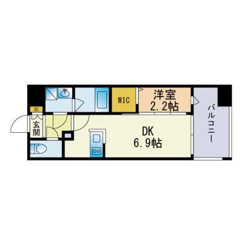 ツインズ大橋B館(1DK/7階)の間取り写真