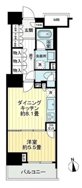 パークハウス文京関口(1LDK/4階)の間取り写真