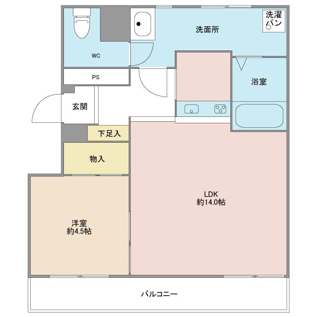リルームス城南(1LDK/4階)の間取り写真