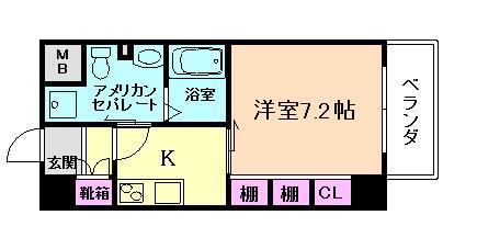 セントアミー東三国(1K/9階)の間取り写真
