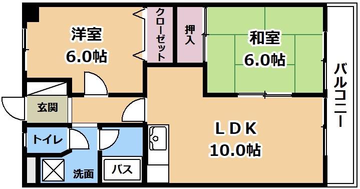 エミナール南草津(2LDK/7階)の間取り写真