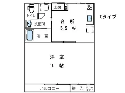 シャトー・サンマリオ(1DK/2階)の間取り写真