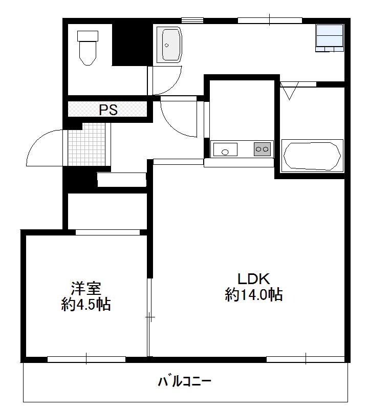 リルームス城南(1LDK/4階)の間取り写真