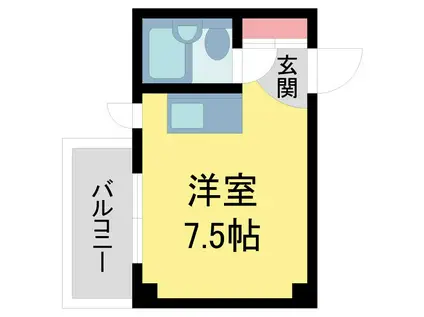 北広田ヒルサイドテラス(ワンルーム/2階)の間取り写真
