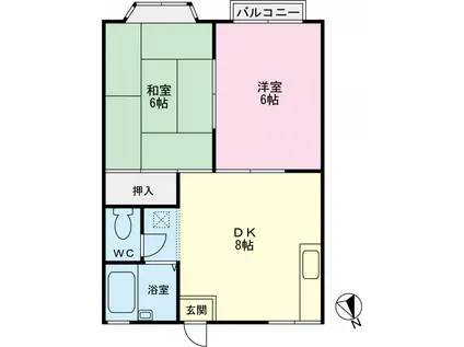 ガーデン欅(2DK/2階)の間取り写真