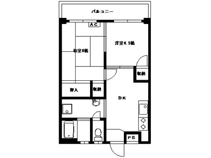 菊地第一マンション(2DK/3階)の間取り写真