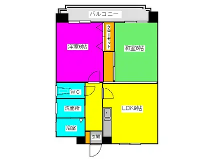 リセッテ姪浜(2LDK/5階)の間取り写真