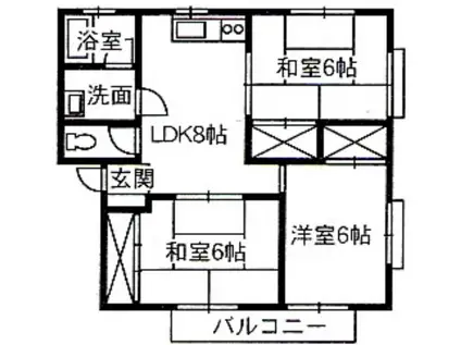 ファミーユ新涯B棟(3DK/1階)の間取り写真