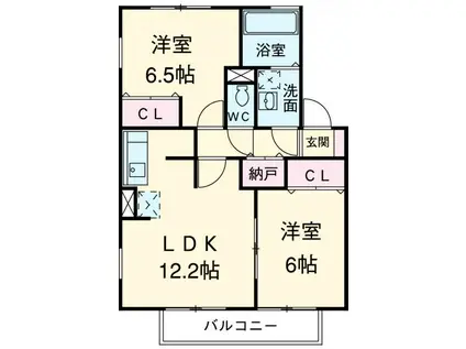 レジデンス黒沢台(2LDK/2階)の間取り写真