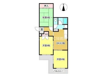 ハイツ東山(3DK/1階)の間取り写真