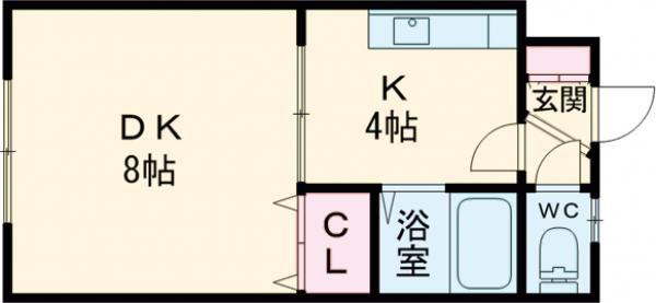 クリア北浜(1K/2階)の間取り写真