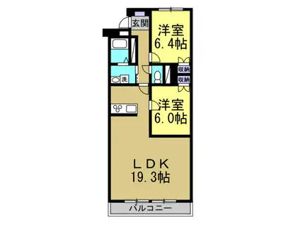 ピボットマンション八幡(2LDK/2階)の間取り写真