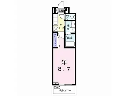 YSアビタシオン青柳(1K/2階)の間取り写真