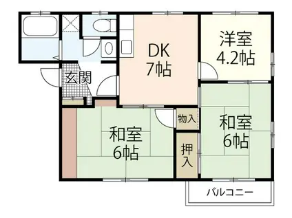 コーポ稲荷B(3DK/1階)の間取り写真