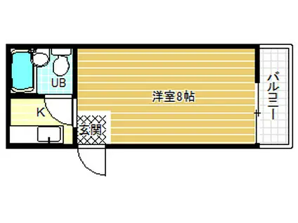 近鉄長野線 富田林駅 徒歩5分 3階建 築45年(ワンルーム/3階)の間取り写真