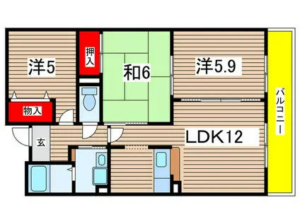 成城スクエア(3LDK/1階)の間取り写真