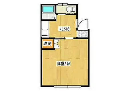 青森県三戸郡階上町 2階建 築28年(1K/2階)の間取り写真