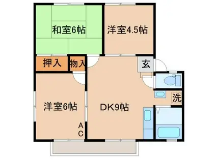 ハイツやましょうA棟(3DK/2階)の間取り写真