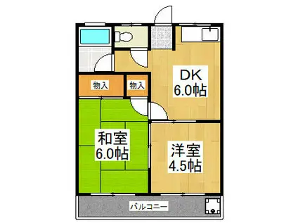 小泉ハイデンスA棟(2DK/2階)の間取り写真