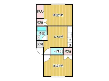 ホワイトハイム(2DK/2階)の間取り写真