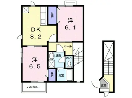 メゾングレースA(2DK/2階)の間取り写真