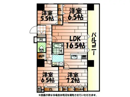 ハイコート浅野(4LDK/12階)の間取り写真