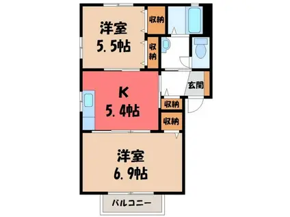 サニーコートダイドーI(2K/1階)の間取り写真
