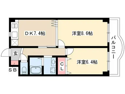 コーポひかり(2DK/3階)の間取り写真