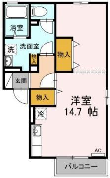 エクセル東尾道 A棟(ワンルーム/2階)の間取り写真