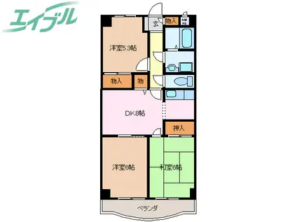 アールズコート・II(3DK/3階)の間取り写真