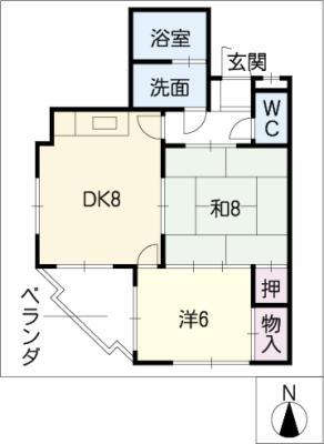 メゾン雅(2DK/2階)の間取り写真