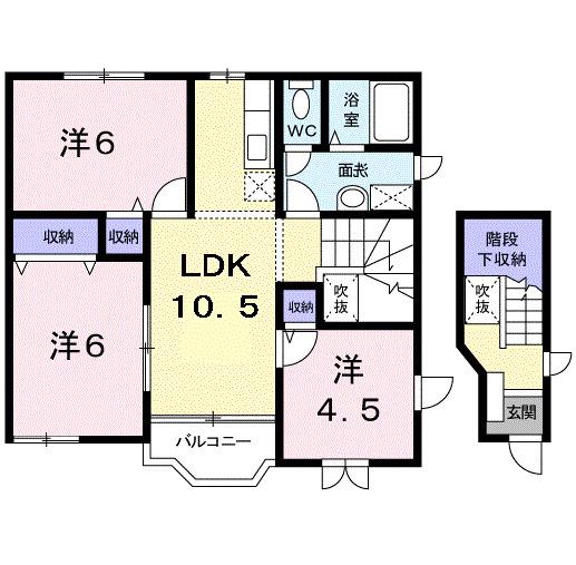 クレセント新町II(3LDK/2階)の間取り写真