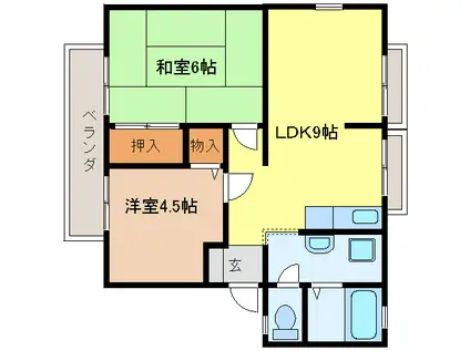 WING.N(2LDK/1階)の間取り写真