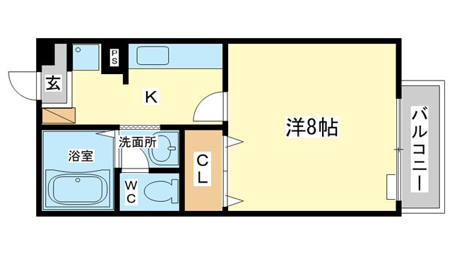 アヴニール今宿(1K/2階)の間取り写真