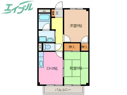 センティヴェール(2DK/1階)の間取り写真