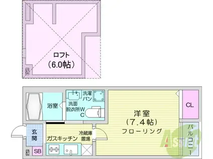 LE COURAGE(1K/1階)の間取り写真