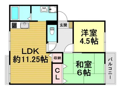 イマハイツC棟(2LDK/2階)の間取り写真