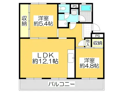 ヴィラナリー屋島 4号棟(2LDK/3階)の間取り写真