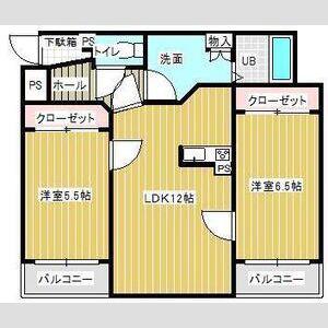 ウッドベルステージ(2LDK/1階)の間取り写真