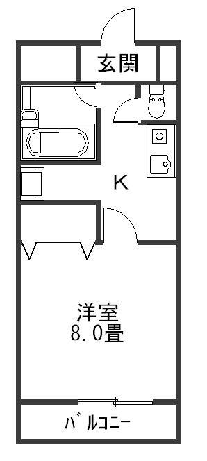 レジデンス大寛(1K/6階)の間取り写真