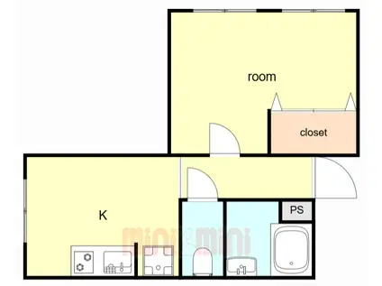 サニーパレス伊川谷(1DK/3階)の間取り写真