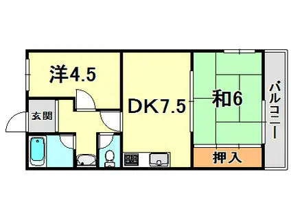 アスカハイツ五位の池(2DK/2階)の間取り写真