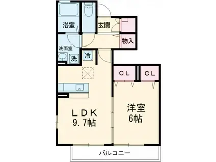 プリムローズ(1LDK/1階)の間取り写真